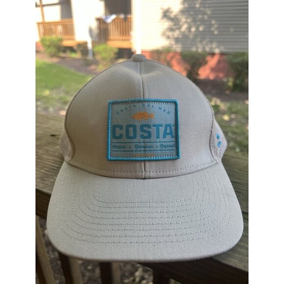 COSTA del Mar tan embroidered logo trucker mesh hat fishing sailing turquoise - Picture 9 of 11